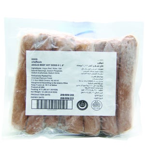 Frozen Angus beef Hot Dogs 6� "CHEFKOM" 3 Lbs * 4
